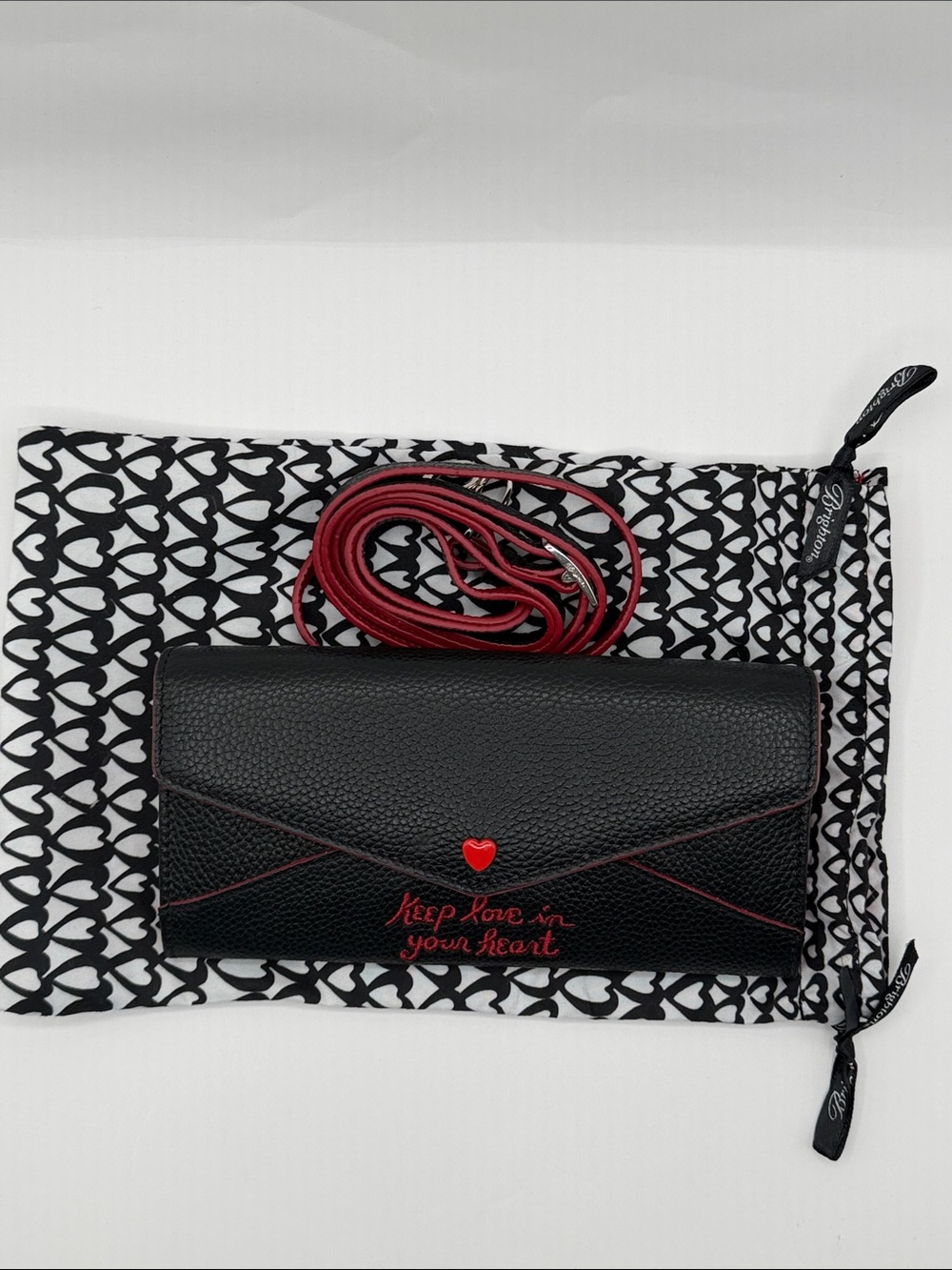 Retired Brighton All My Loving Lg Black Pebbled with Detachable Strap